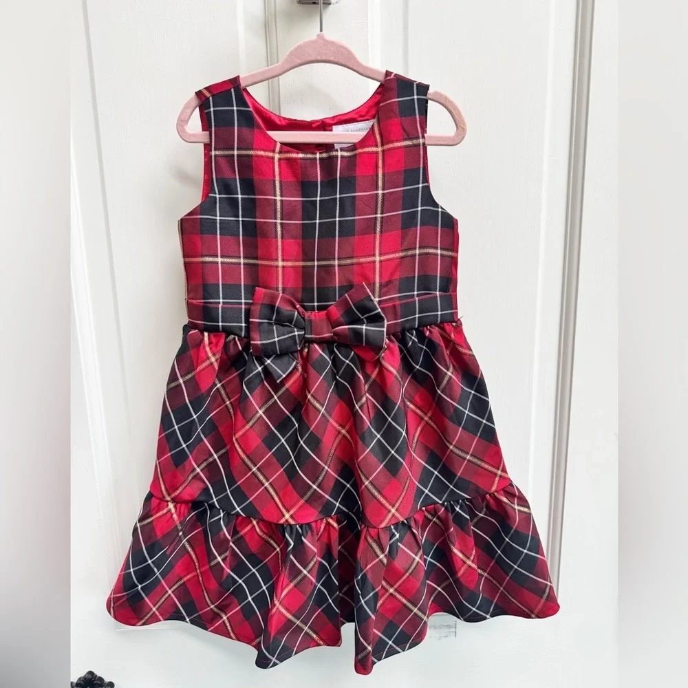 The Children's Place 4T Girls Red Black Buffalo Plaid Christmas Holiday Dress